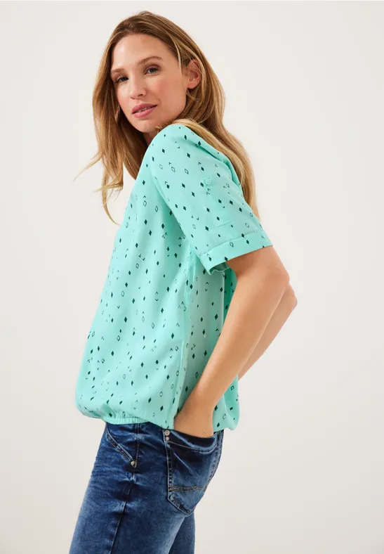 Bluse mit allover Print cool mint green