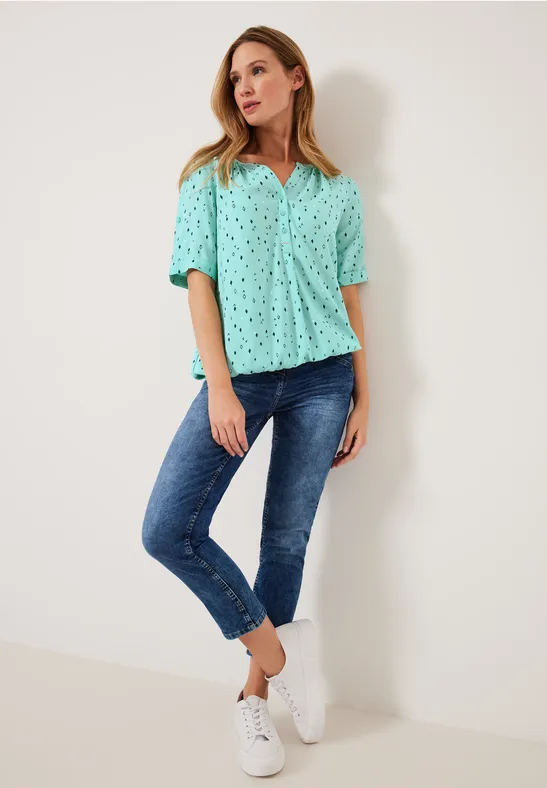 Bluse mit allover Print cool mint green