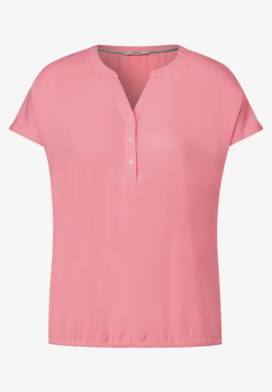 Bluse mit Elastiksaum soft neon pink