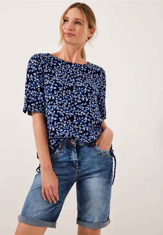 Blouse met onopvallend patroon deep blue