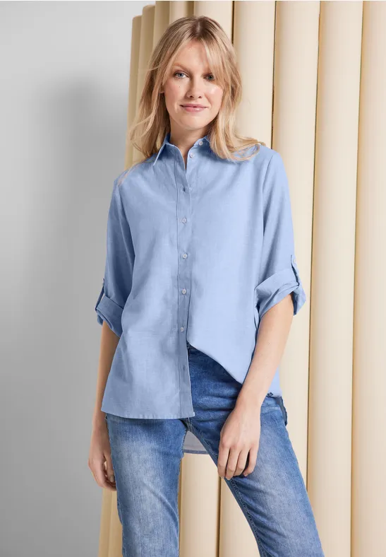 Chambray Longbluse blouse blue
