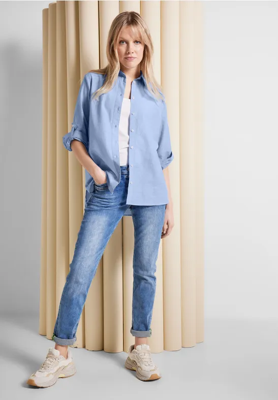 Chambray Longbluse blouse blue
