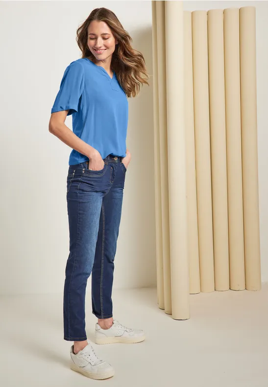 Bluse im Materialmix marina blue