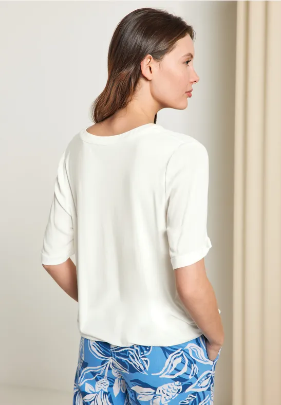 Bluse im Materialmix vanilla white