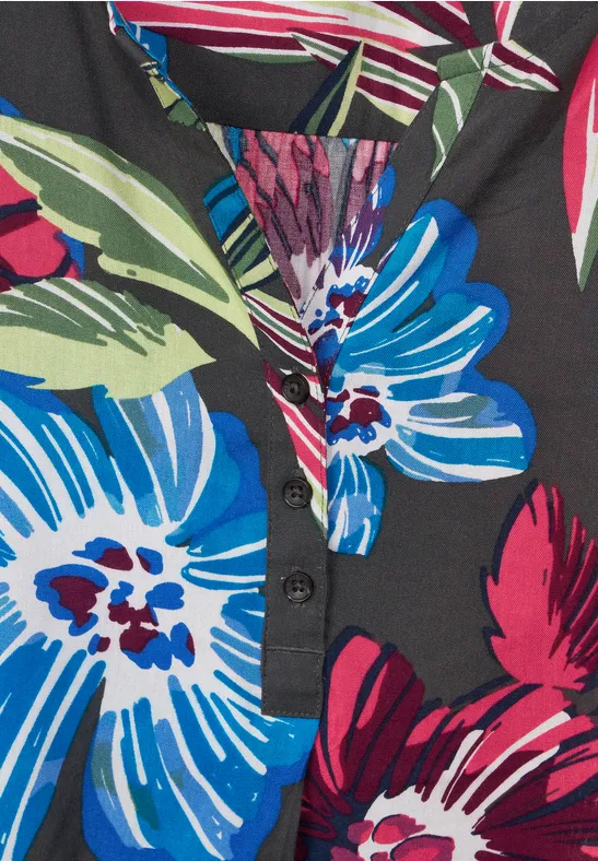 Bluse mit Blumenprint easy khaki