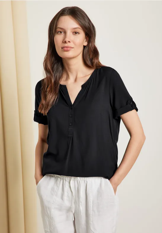 Unifarbene Basic Bluse Black