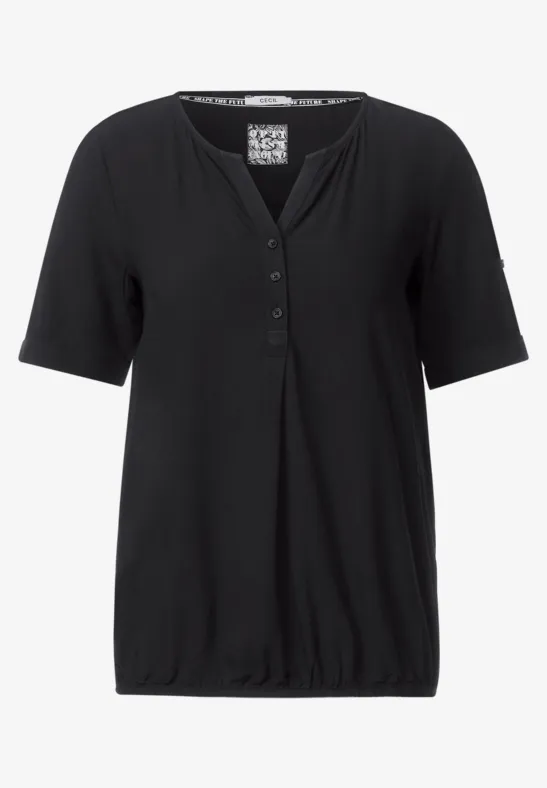 Unifarbene Basic Bluse Black