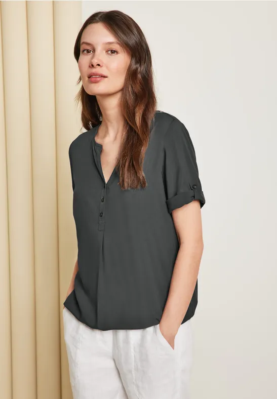 Unifarbene Basic Bluse easy khaki