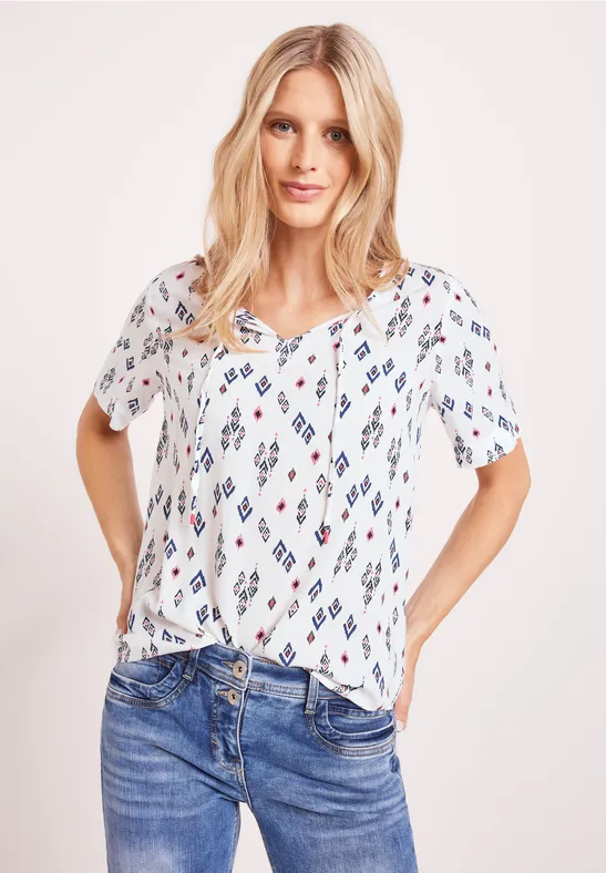 Bluse mit Minimalprint vanilla white