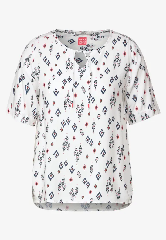 Bluse mit Minimalprint vanilla white