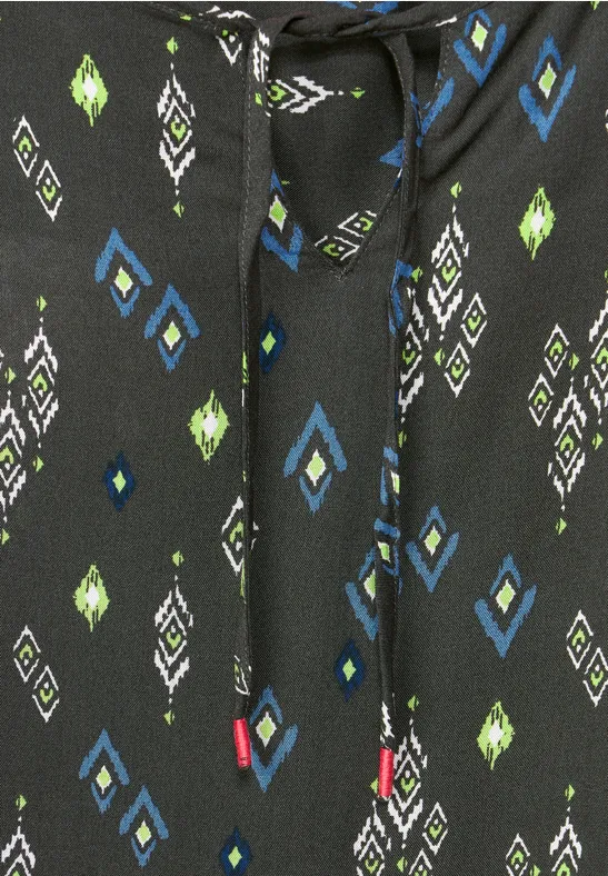 Blouse met onopvallende print easy khaki