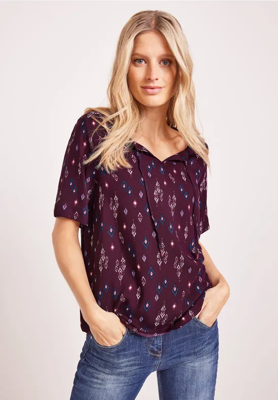 Blouse met onopvallende print wineberry red
