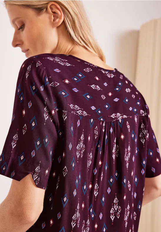 Blouse met onopvallende print wineberry red