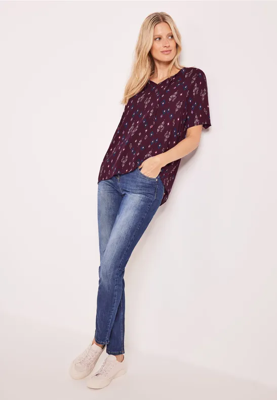 Blouse met onopvallende print wineberry red