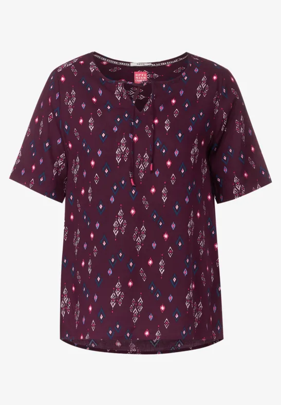 Blouse met onopvallende print wineberry red