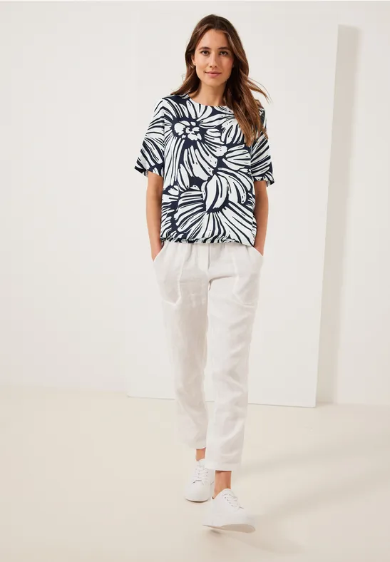 Viskose Blumenprint Bluse deep blue