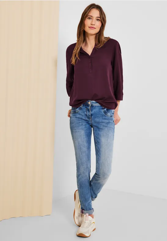 Blouse in effen kleur wineberry red