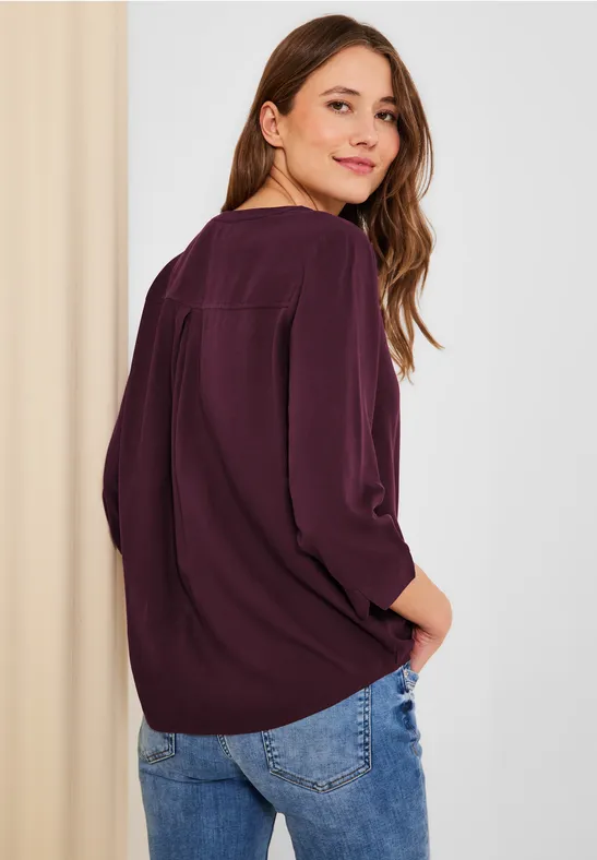 Blouse in effen kleur wineberry red