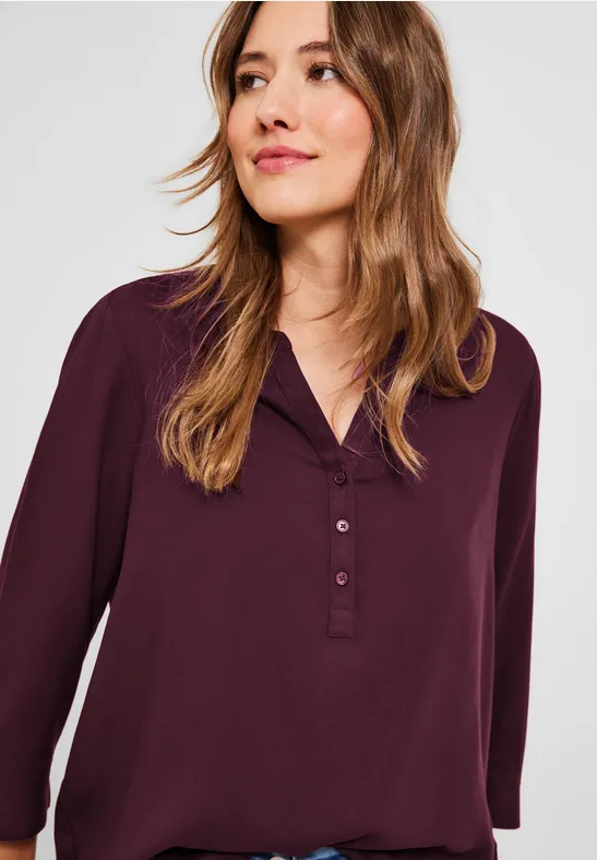 Blouse in effen kleur wineberry red