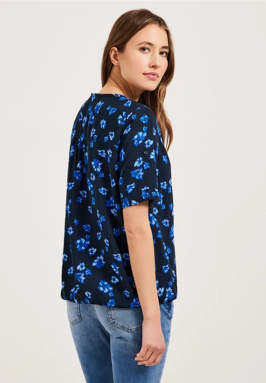 Blouse met bloemenprint deep blue