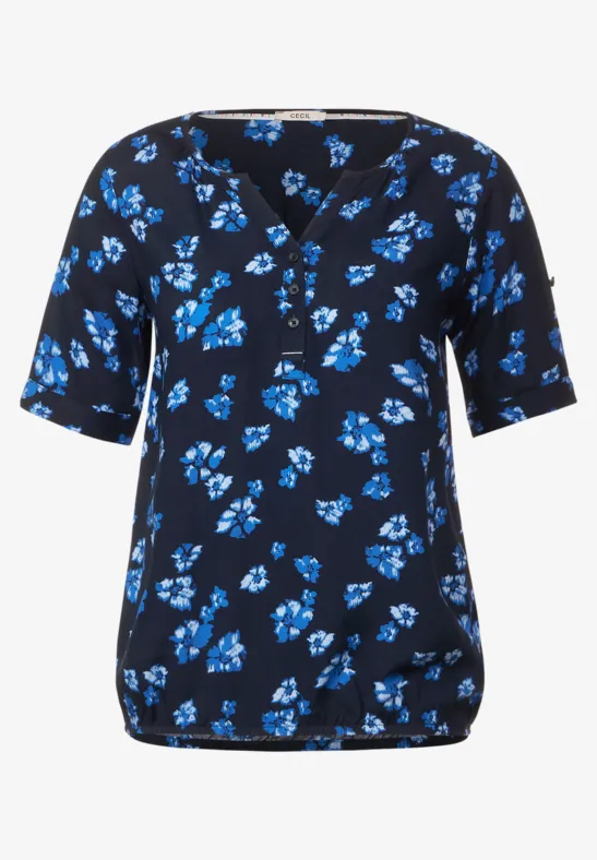 Blouse met bloemenprint deep blue