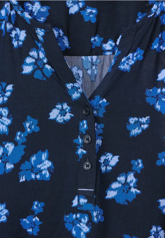 Blouse met bloemenprint deep blue