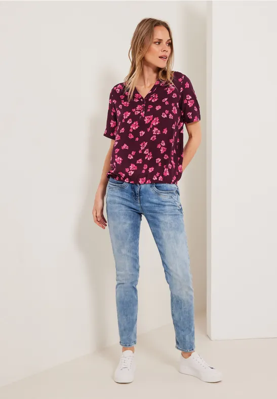 Blouse met bloemenprint wineberry red