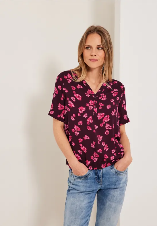 Blouse met bloemenprint wineberry red