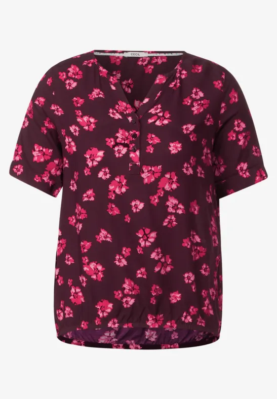 Blouse met bloemenprint wineberry red