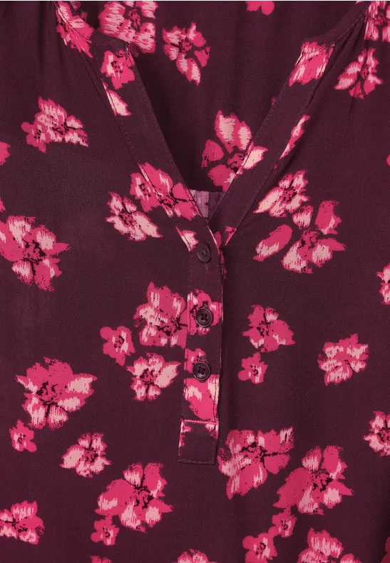 Blouse met bloemenprint wineberry red