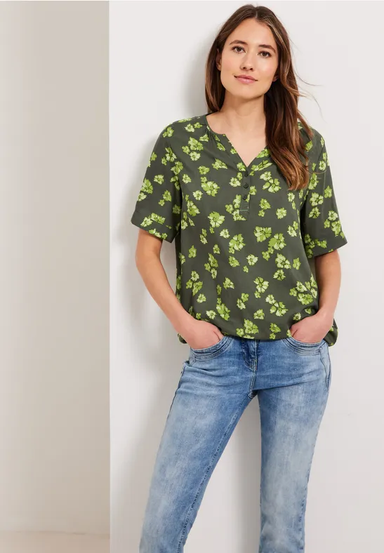 Bluse mit Blumenprint sporty khaki