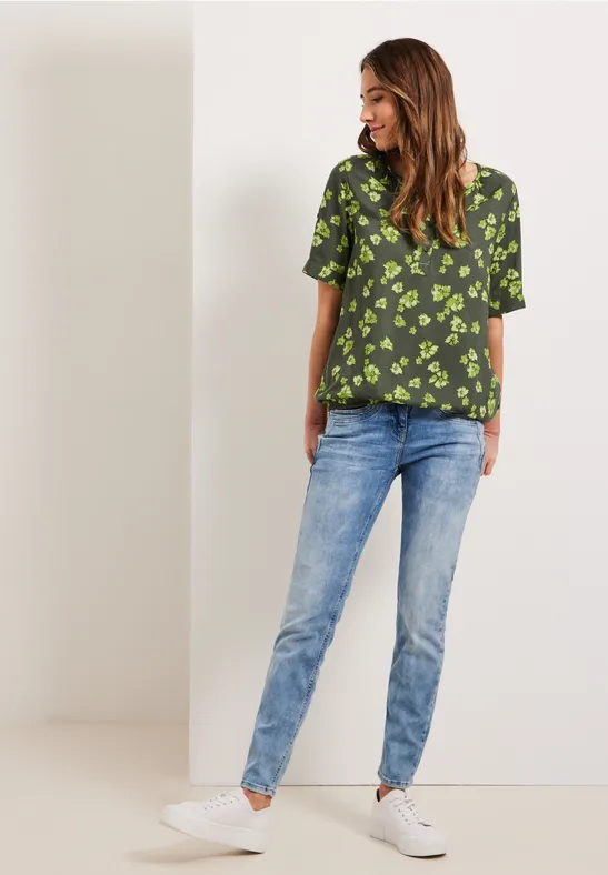 Bluse mit Blumenprint sporty khaki