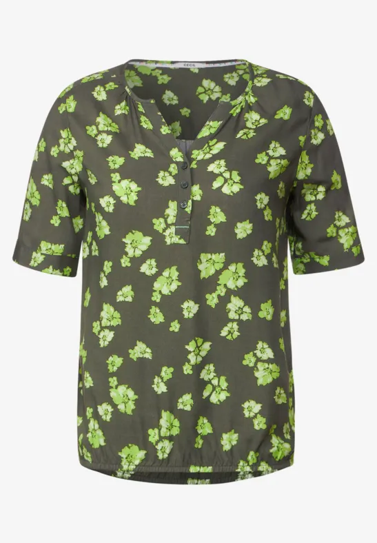 Bluse mit Blumenprint sporty khaki