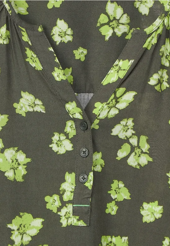 Bluse mit Blumenprint sporty khaki