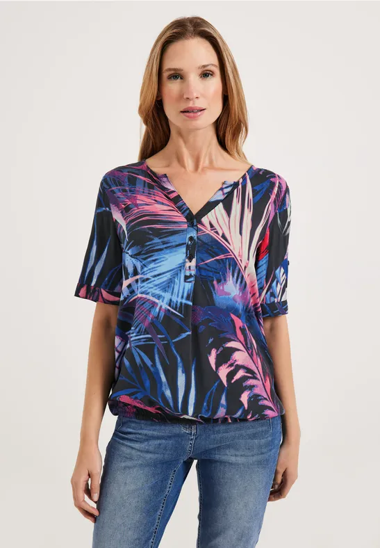 Bluse mit Blättermuster carbon grey