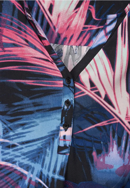 Bluse mit Blättermuster carbon grey