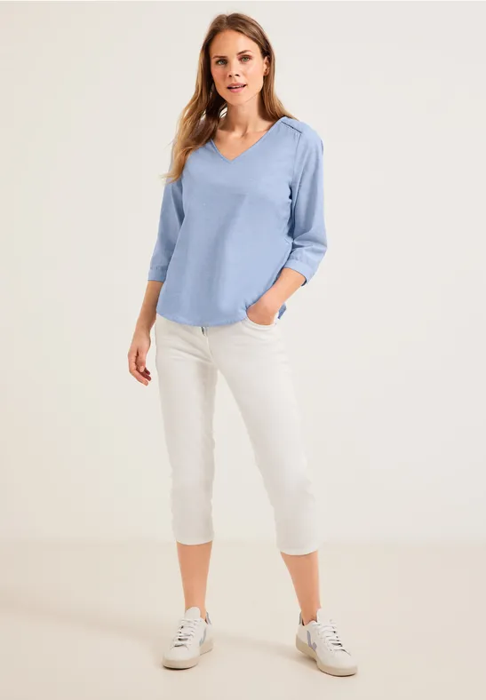 Chambrée V-Neck Bluse blouse blue