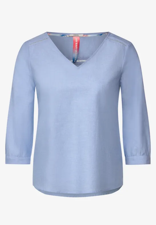 Chambrée V-Neck Bluse blouse blue