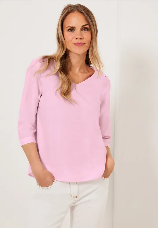 Chambrée V-Neck Bluse soft pink