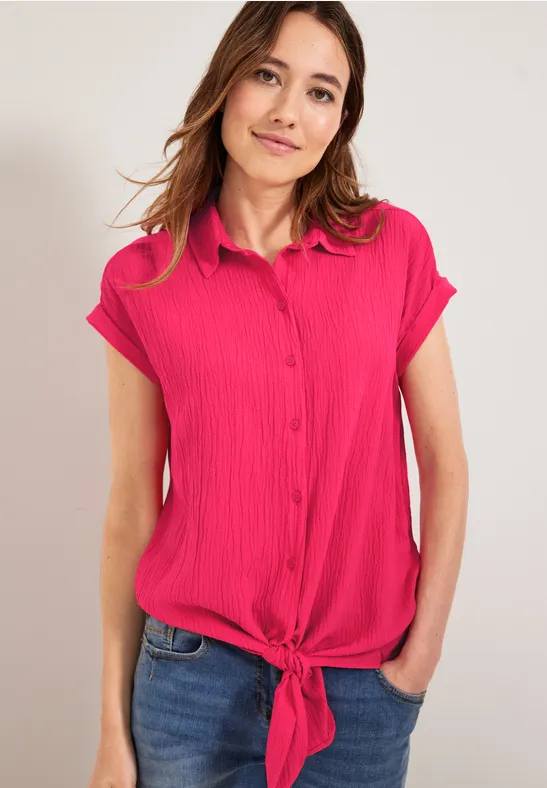 Bluse mit Knotendetail strawberry red