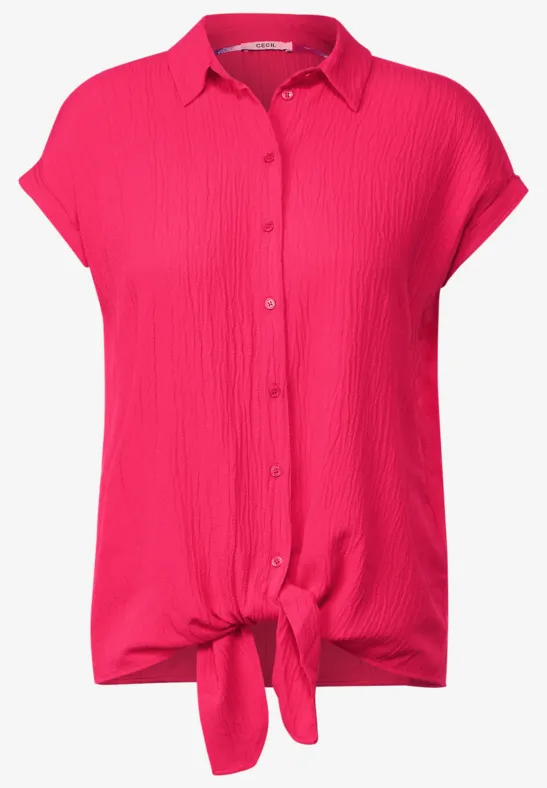 Bluse mit Knotendetail strawberry red