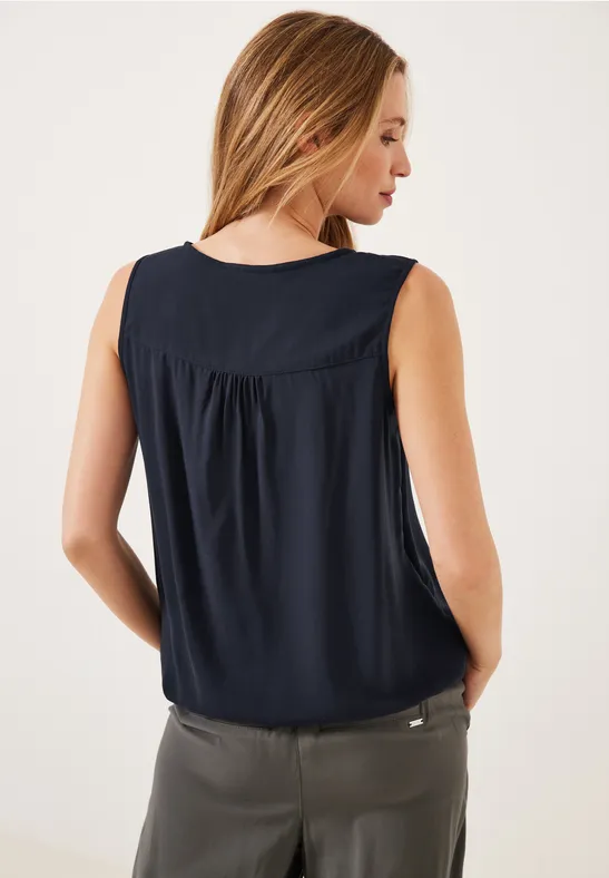 Blousetop in effen kleur deep blue
