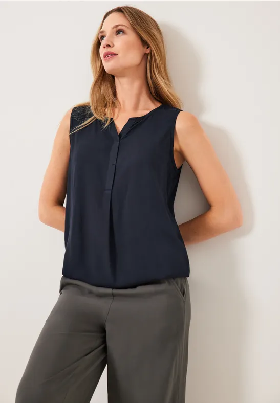 Blousetop in effen kleur deep blue