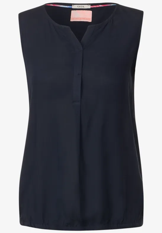 Blousetop in effen kleur deep blue