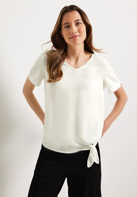 Bluse mit Knotendetail vanilla white