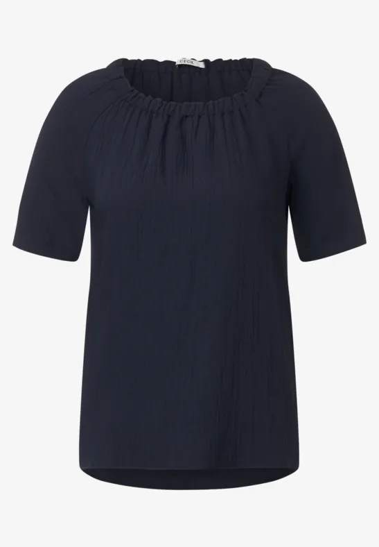 Carmen blouse met structuur deep blue