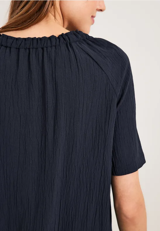 Carmen blouse met structuur deep blue