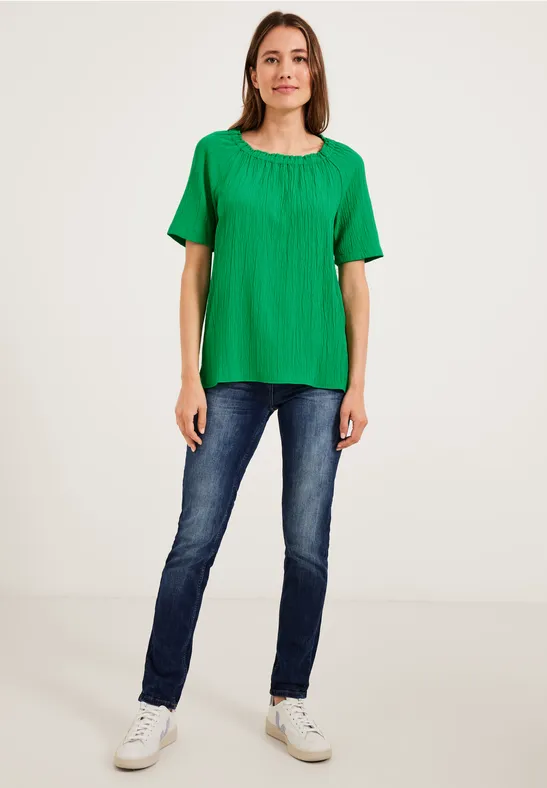 Unifarbene Struktur Bluse fresh green