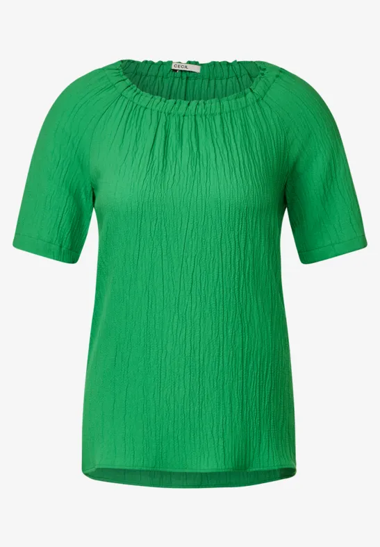Unifarbene Struktur Bluse fresh green