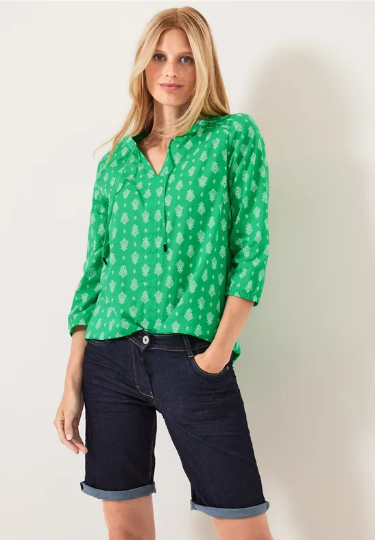 Bluse mit Minimalprint fresh green
